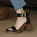 platform heels sandals Summer 2023 Thick with High-heeled Word with Sandals Simple Roman High Sandals Female Woman