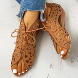 Summer New Shoelaces Gladiator Boot Leisure Wedge Heel Comfort Women Shoes Plus Size Women Sandals Zapatillas De