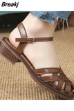 Gladiator Sandals Women Buckle Strap Rome Summer Casual Lady Flat