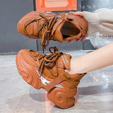 Autumn New Women's Chunky Sneakers Fashion Platform Sports Shoes for Women Black White Thick Bottom Running Shoes