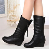 Half High Tassel Shoes for Women Fur Wedge Heel Ladies Boots Mid Calf Cosplay Comfortable and Elegant 2023 New Chic