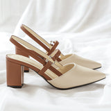 Shoes for Pumps Summer Elegant Chunky High Heels Pointed Toe Baotou Solid Ladies Shoes Female Sandals Zapatillas