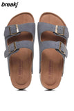 Summer Unisex Beach Holiday Cork Slippers 2023 Men Casual Double Buckle Outside Slides