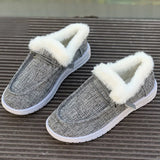 Winter New Large-Size Plush Warm Women's Shoes With Flat Soles And Round Ends And Casual Cotton