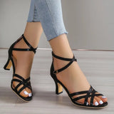Size 43 High Heel Gladiator Sandal Women Ankle Cross Strap Summer Sandals Woman Open Toe Sandalias De Mujer Verano