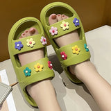 Flowers Summer Platform Sandals Women 2023 Open Toe Soft Sole Cloud Slippers Woman Non Slip Thick Sole Beach