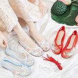 Breakj Shoes Antique Shoes Embroidered Mesh Yarn Single Shoes Round Head Hollow Flat Embroidered Shoes