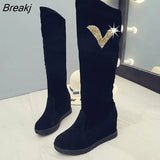 Size Women's Boots 40-43 Size Extra Large Size Rope Braided Frosted Inner Increase Tassel High Boots Fashion Female