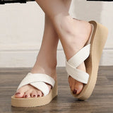 Breakj New Simple Cross-Bottom Slippers Women Wear Leisure Beach Slopes And Large-Size Cold