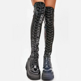 women's autumn and winter new fashion metal decorative high heel boots warm short fluffy thick-soled round toe