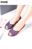Summer Women Fashion Jelly Sandals Low Heel Peep Toe Shallow Slides Casual Beach Outdoor Female Ladies Slipper