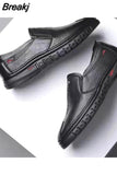 Autumn Brand Men's Casual Shoes Fashion Comfortable Leather Shoes for Men Soft Bottom Business Leather Slip-on Flat