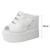 Women Sandals Buckle Design Black White Platform Sandals Comfortable Women Thick Sole Beach Shoes Heighten