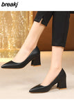 Heels Women 2023 New Women's Shoes Pointed Shallow Mouth Thick Heel Fashion Ladies Pumps OL Simple High Heels Zapatos