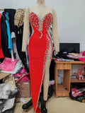 Spring 2023 New Long Fashion Dress Velvet Sexy High Open Nails Heavy Industry