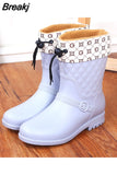Rain Boots Women Wading Boots Gumboots Wellies Plush Warm Winter Female Galoshes Rainboots Woman Regenstiefel Snow