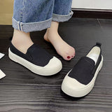 Thick-soled Women Shoes Canvas Loafers Women Design Sense Sneakers Slip-on Flat-bottom Casual Platform Shoes Sneakers