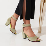 Women Pumps Sandals Summer Open Toe High Heels Low Block Heel Shoes Gladiator Ankle Strap High Gladiator Sandals