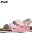 Fashion Double Buckle Cork Sandals 2023 New Women Summer Beach Casual Outside Non-slip Sandalias