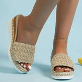 Weaving Wedge Slippers for Women 2023 Summer Thick Sole Platform Sandals Woman Lightweight Non Slip Casual
