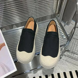 Soled Canvas Loafer Shoes for Women's Design Sense Board Shoes Biscuit Shoes Color Matching Slip on Flats Casual