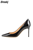 pointed toe shoes 8cm 10cm 12cm high thin heel party wedding office daily wear plus size 33-46 women pumps QP042