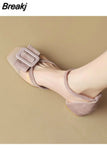 Bow Ladies Shoes with Medium Heels Sandals for Women Purple Closed Summer 2023 Clear Transparent Wholesale Korea Shoe