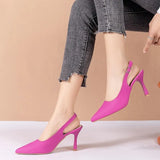Womens High Heels Slingback Pumps Sexy Pointed Toe Stiletto Heel Sandals Women Summer 2023 Buckle Prom Dress Shoes Plus Size