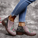 New Retro Women's Leather Shoes Fashion Women's Retro Low Heel Women's Zipper Women's Shoes Fashion Boots Zapatos De