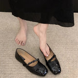 Mary Jane Shoes Women's Shoes 2024 Spring And Autumn New Bowknot Square Head Shallow Mouth Soft Flat Sole Single
