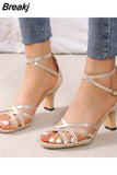 Summer Women's Shallow Mouth Dance Shoes Thick Heel Sexy Designer Buckle Strap Open Toe Women Fashion Women's