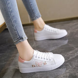 Breakj Spring And Summer New Embroidery Small White Shoes Net Red Flat Plate Shoes Women's College Wind Casual Single Shoes With Lazy