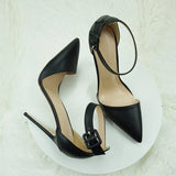 8cm 10cm 12cm high thin heels pointed toe ankle buckle strap customize party dating elegant cozy women pump YG078
