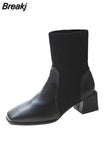 Women's Head Thick Heel Ankle Boots Fashion Ankle Chelsea Boots 2023 Fashion Elastic Socks Boots Outdoor Women's Boots
