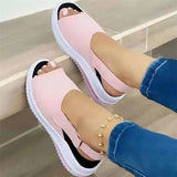 Breakj Women's Shoes Large Size Summer New Platform Simple Women's Single Shoes Velcro Casual Fish Mouth Sandal