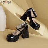 Retro Cross-Tie Pumps Spring Elegant Mary Janes Round Toe Shoes Ladies Fashion Sweet Lolita Shoes wedding party