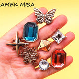 1pcs Metal Rivets PVC Shoe Charms Decorations Red Blue Rhinestone Gemstone Designer Shoes Buckle Accessories Croc