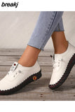 New Autumn Casual Women Shoes Platform Loafers 2023 Lace Up Leather Flats Slip-On Mom Shoe Mujer Zapatos Chaussure