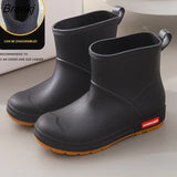 Boots Women Ankle Shoes Waterproof Rain Rubber Shoes for Rain Day 2023 New Slip on Female Short Boots Solid Warm