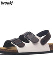 2023 New Summer Beach Cork Sandals Casual Women Outside Non-slip Black White Double Buckle Sandalias