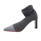 Furtado 2022 spring Burgundy over the knee boots Women Pointed Toe Chunky Heels Mixed Colors leg slimming stretch