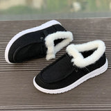 Winter New Large-Size Plush Warm Women's Shoes With Flat Soles And Round Ends And Casual Cotton