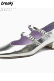 Size 33-40 Women Pumps Real Leather Buckle Strap Chunky Heels Shoes For Women 2023 Elegant Low Heel Designer