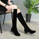 Breakj 2024 Diamond Beaded Metal Chain Lady Fashion Velvet Face Tip Thick And High-Hee Cotton