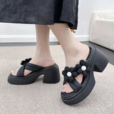 Breakj Wind Flower Thick Bottom Slippers Female Wear Female 2023 Summer New Fashion Beach Open Toe Slippers