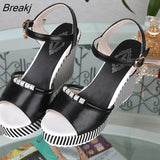 Summer Women's Platform Wedges Waterproof Sandals 10cm Super High Heel Women Shoes Gingham PVC