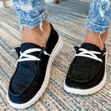 Autumn Women Canvas Shoes Solid Leopard Breathable Lace-Up Sneakers Slip On Loafers Lazy Casual Round Toe Vulcanized