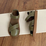 Bun Head Roman Sandals for Women Soft Soled Summer One-line Casual Beach Shoes for