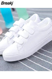 New Fashion Women Shoes Casual High Platform Hole PU Leather Striped Simple Women Casual White Shoes Sneakers Shoes