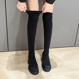 Autumn Winter Women's Over The Knee Sock Boots 2023 Stretch Knitted Thick Heels Long Boots Woman Slip On Platform